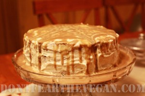My first gluten-free cake success! Meyer Lemon and Walnut, with Lemon Butter Cream, and White Chocolate Walnut Glaze