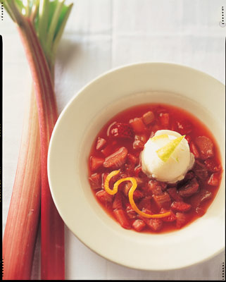 Strawberry, Rose, and Rhubarb Soup via Mother Earth Vegan
