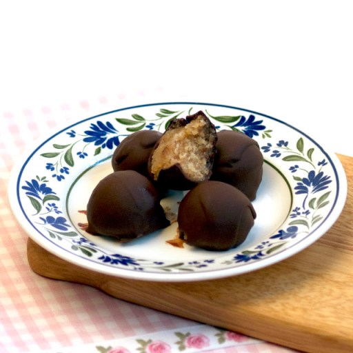 Almost Skinny Vegan Food made Chocolate Covered Cookie Dough Bombs